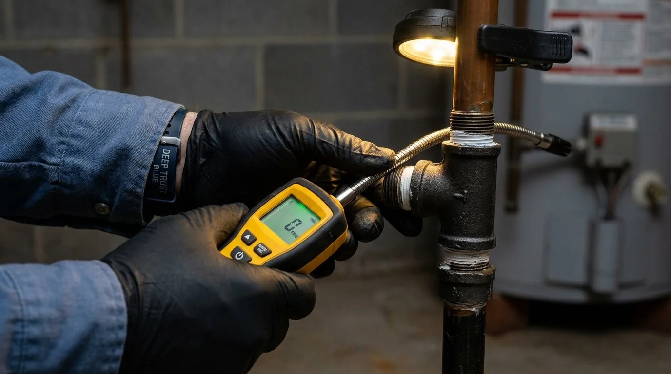 Gas leak detection with electronic sniffer by Johns Plumbing LLC in Oneonta